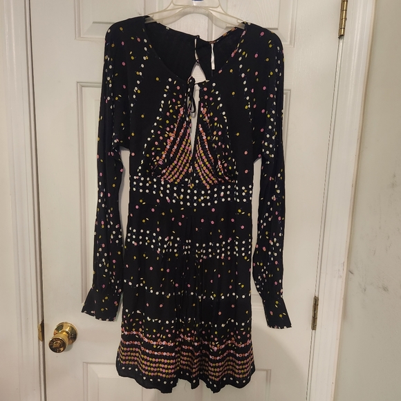 Free People Coryn Print Mini Dress in Black Combo Sz: 12 - Picture 7 of 10